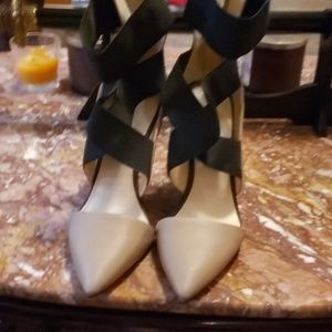 dark tan wedge strap heels